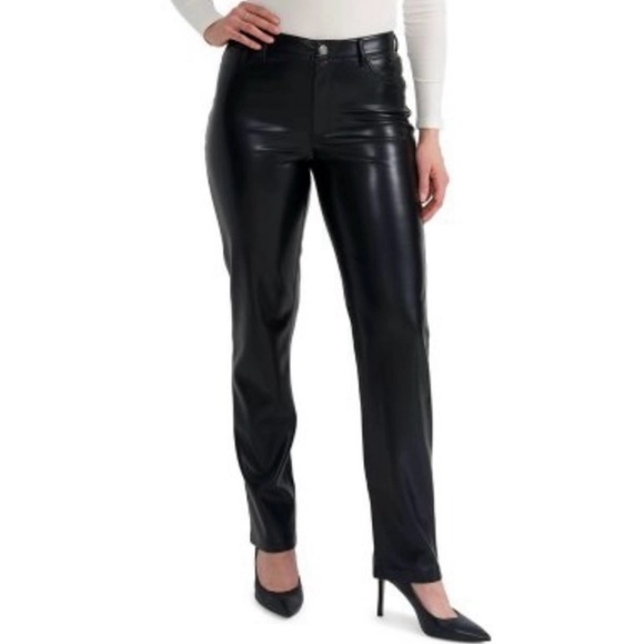 JOIE Black Faux Leather Pants Ankle Length Straight Leg Limited Edition. NWT. 10 - Picture 1 of 16